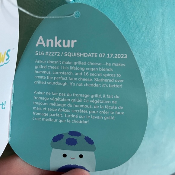 ๐ Ankur Two Toned Blue Fuzzy Spots Mushroom Original Squishmallows 16โ BNWT - Picture 6 of 8